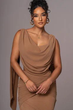 Brown Divine Drape Skirt Set