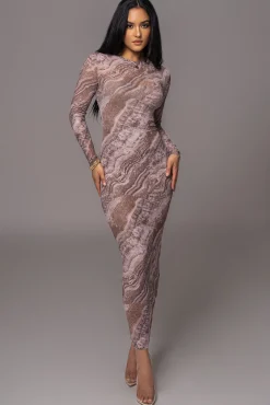 Brown Multi Solana Mesh Maxi Dress