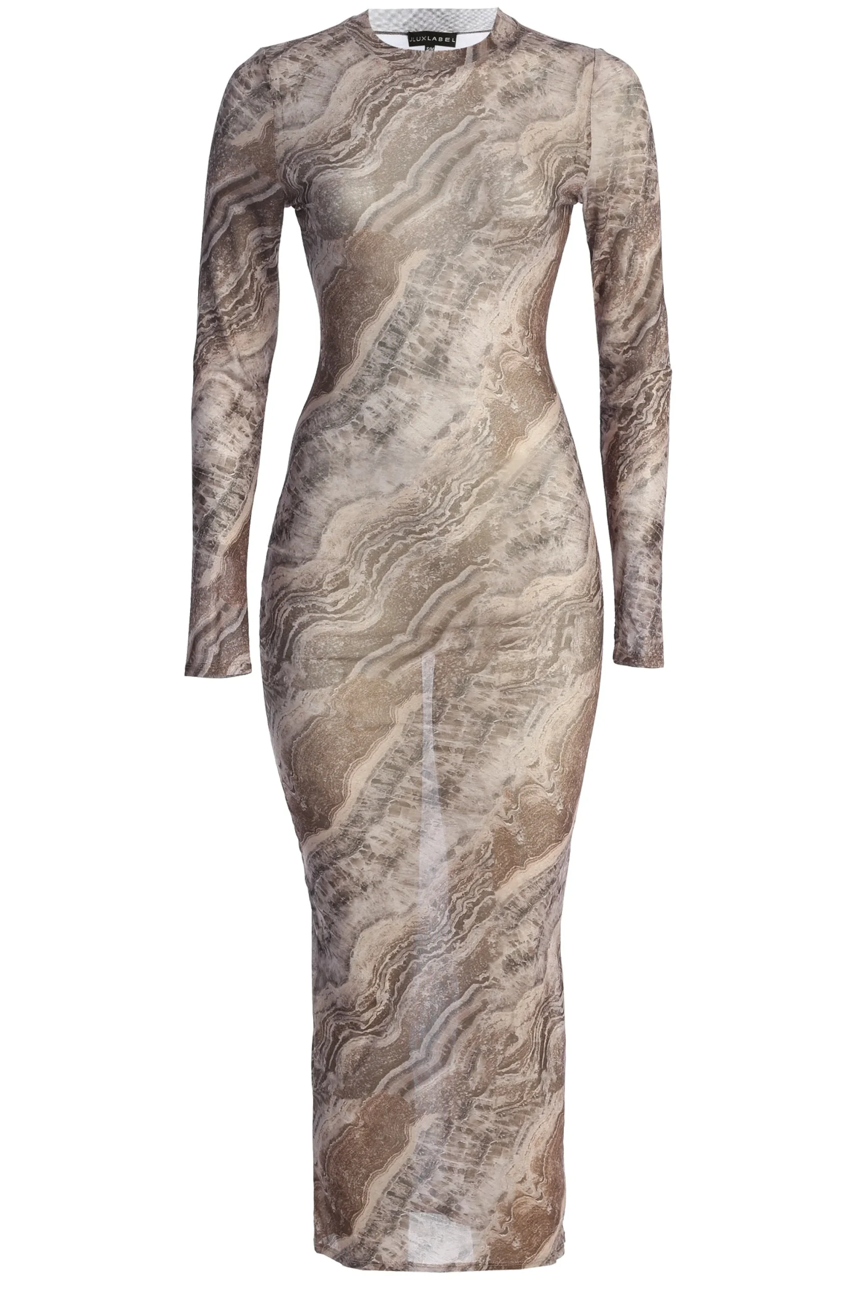 Brown Multi Solana Mesh Maxi Dress