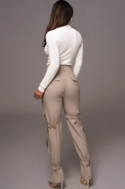 Brown Refined Belted Leg Pants