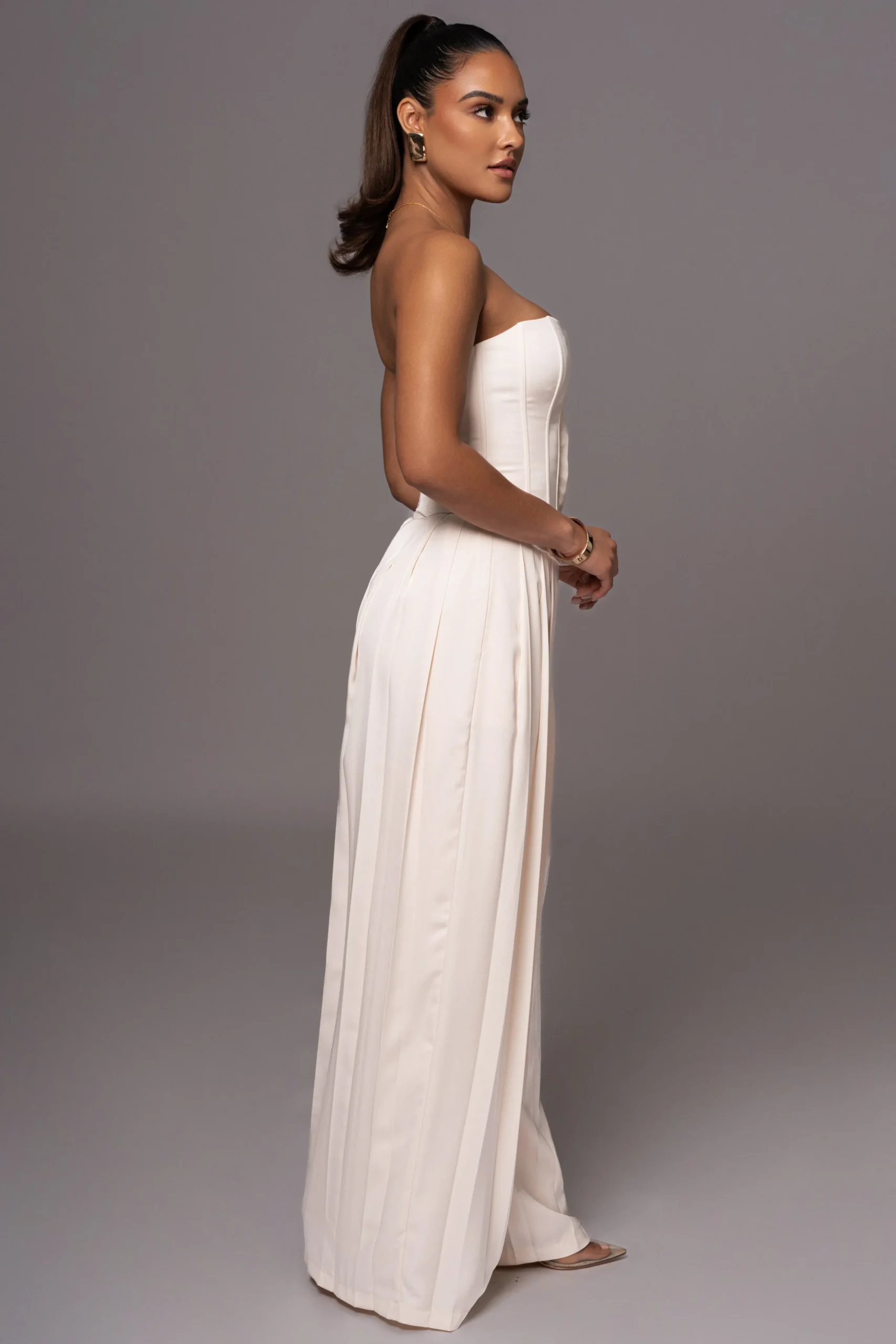 Buttercream Clara Wide Leg Pleated Trousers