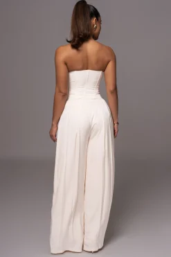 Buttercream Clara Wide Leg Pleated Trousers