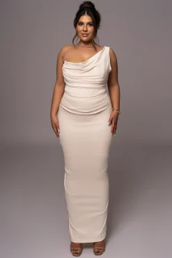 Buttercream Denim Krishna One Shoulder Maxi Dress