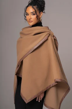 Camel Felt And Faux Leather Shawl