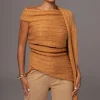 Camel Soft Life Cable Knit Sweater Top
