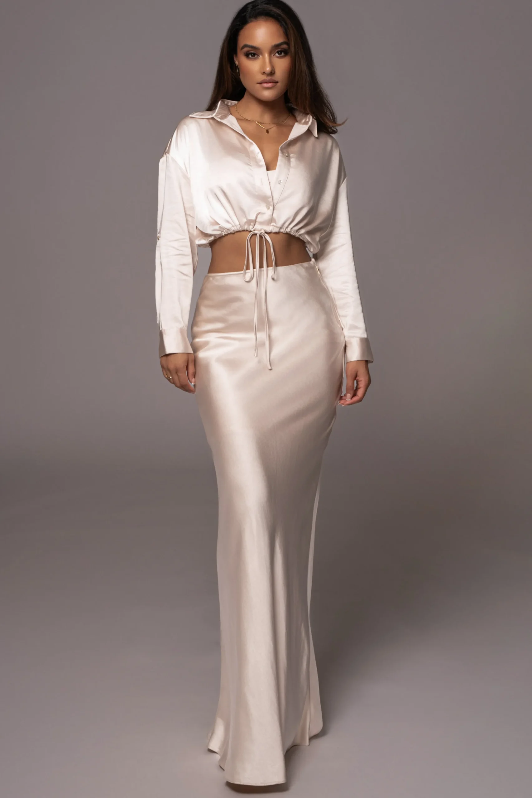 Champagne Kiah Button Up Top
