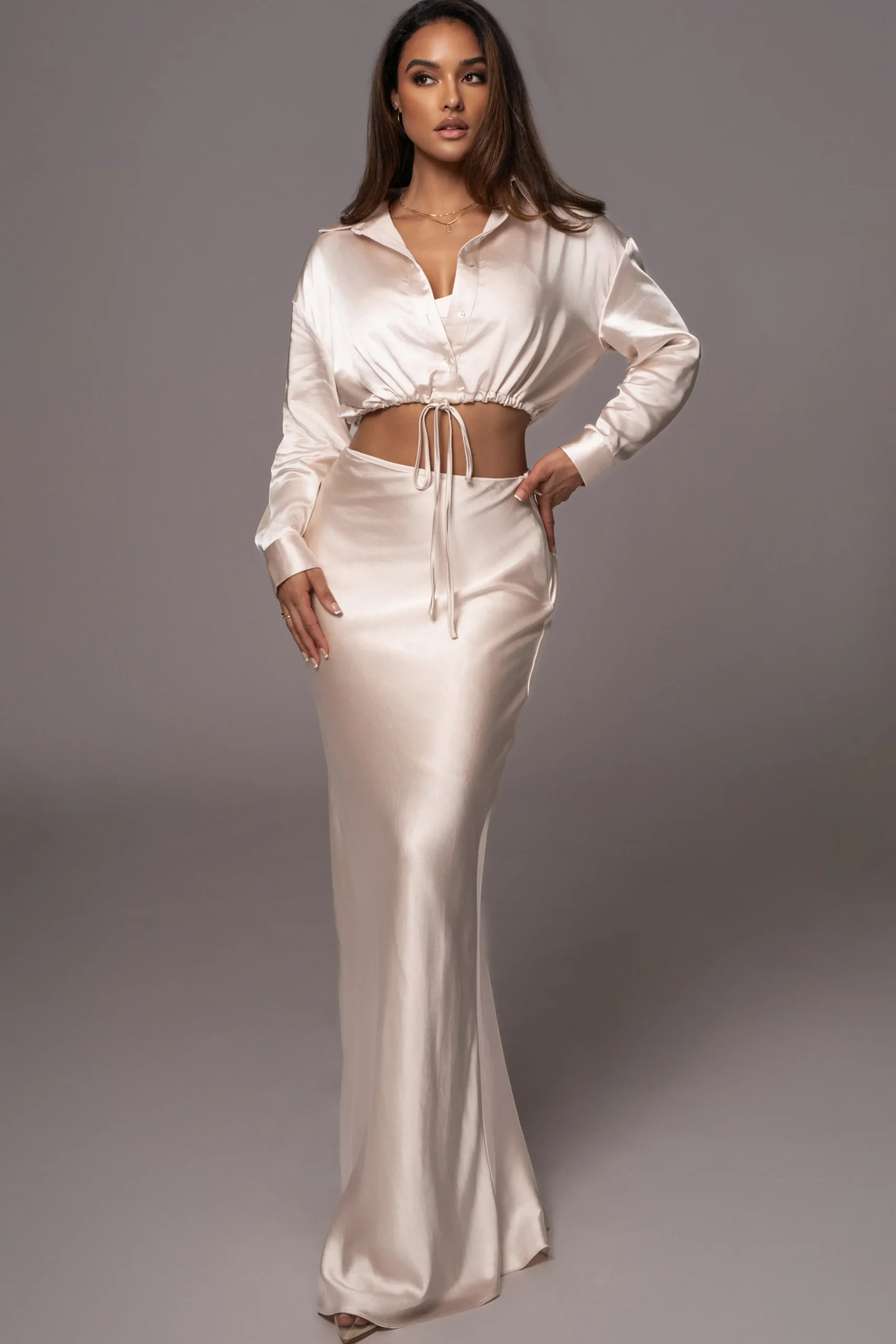 Champagne Kiah Button Up Top