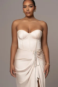 Champagne Leo Matte Satin Bustier