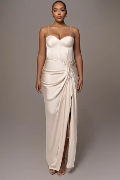 Champagne Olea Satin Skirt