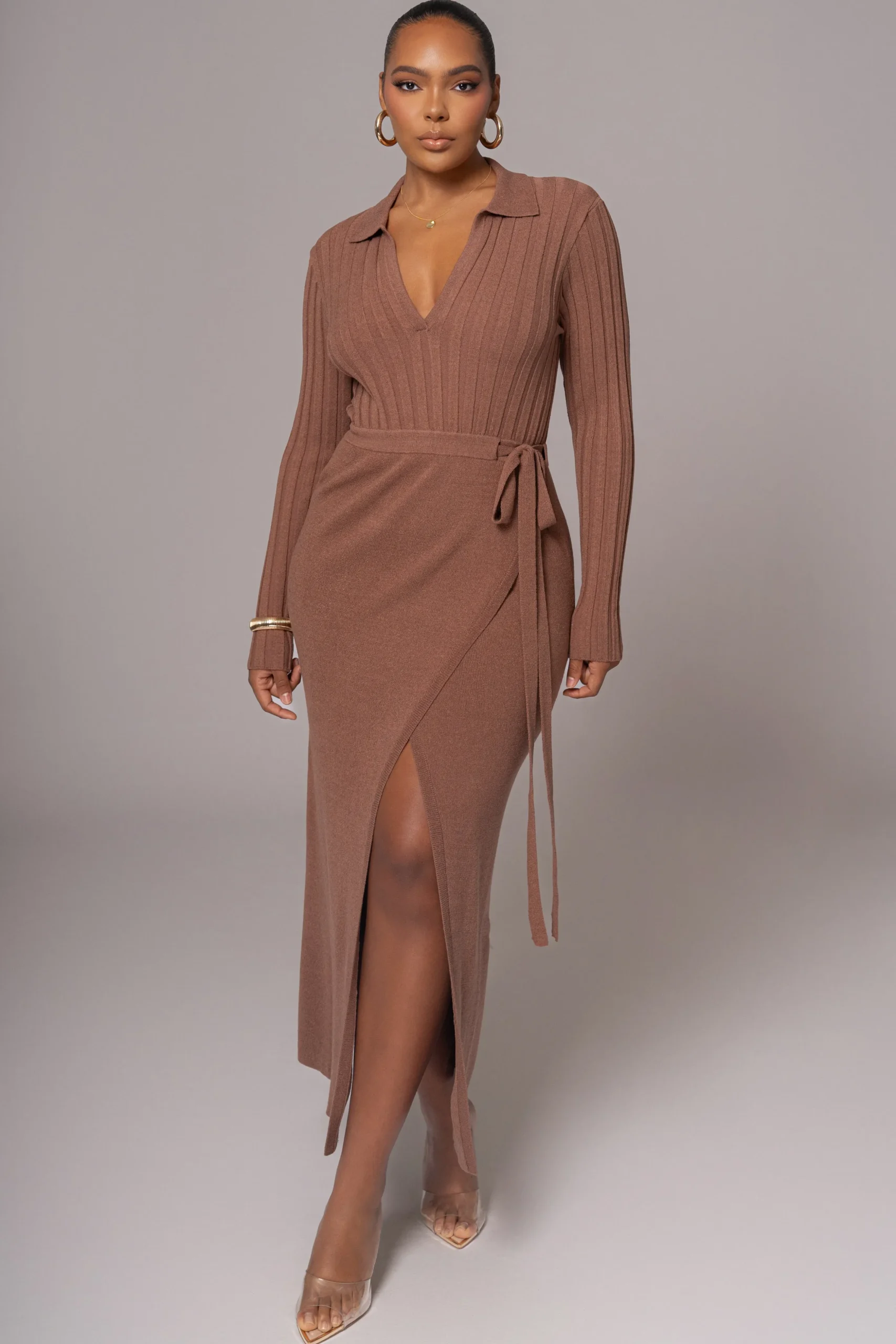 Chocolate Emma Knit Maxi Dress