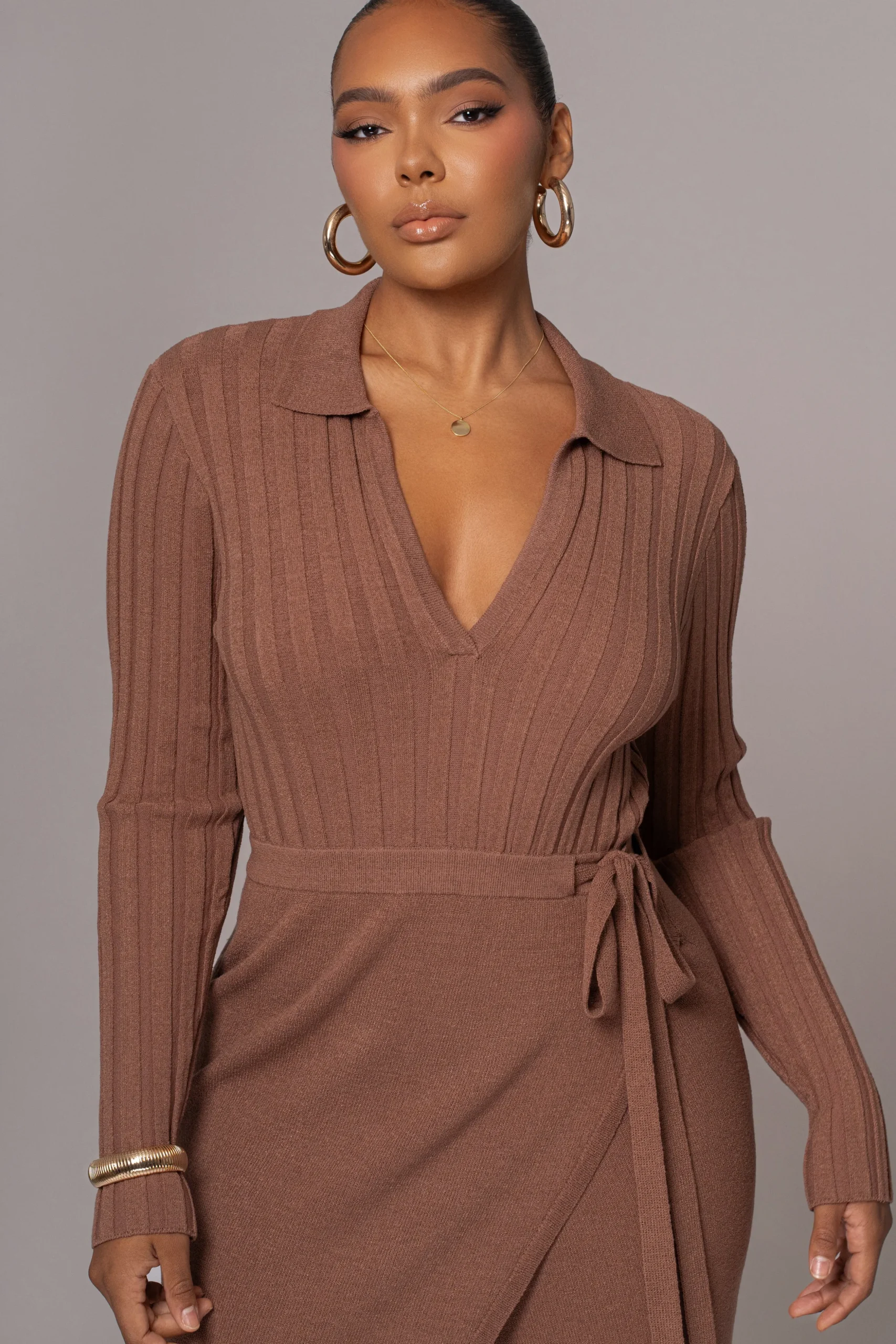 Chocolate Emma Knit Maxi Dress
