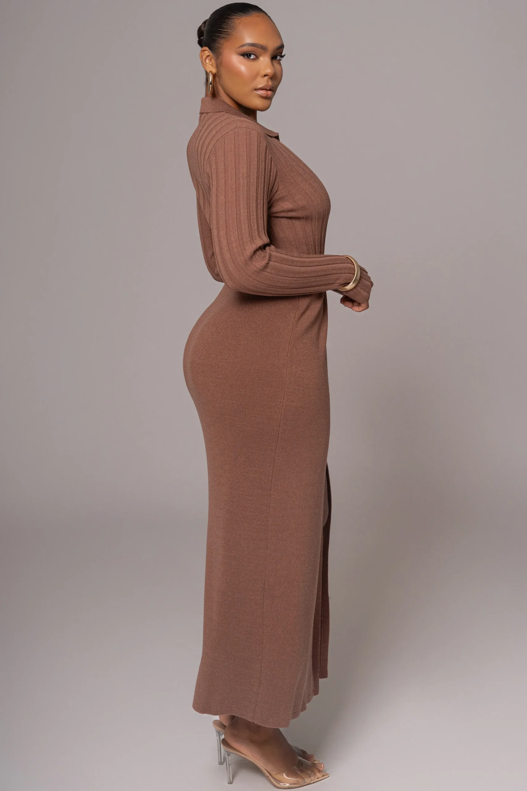 Chocolate Emma Knit Maxi Dress
