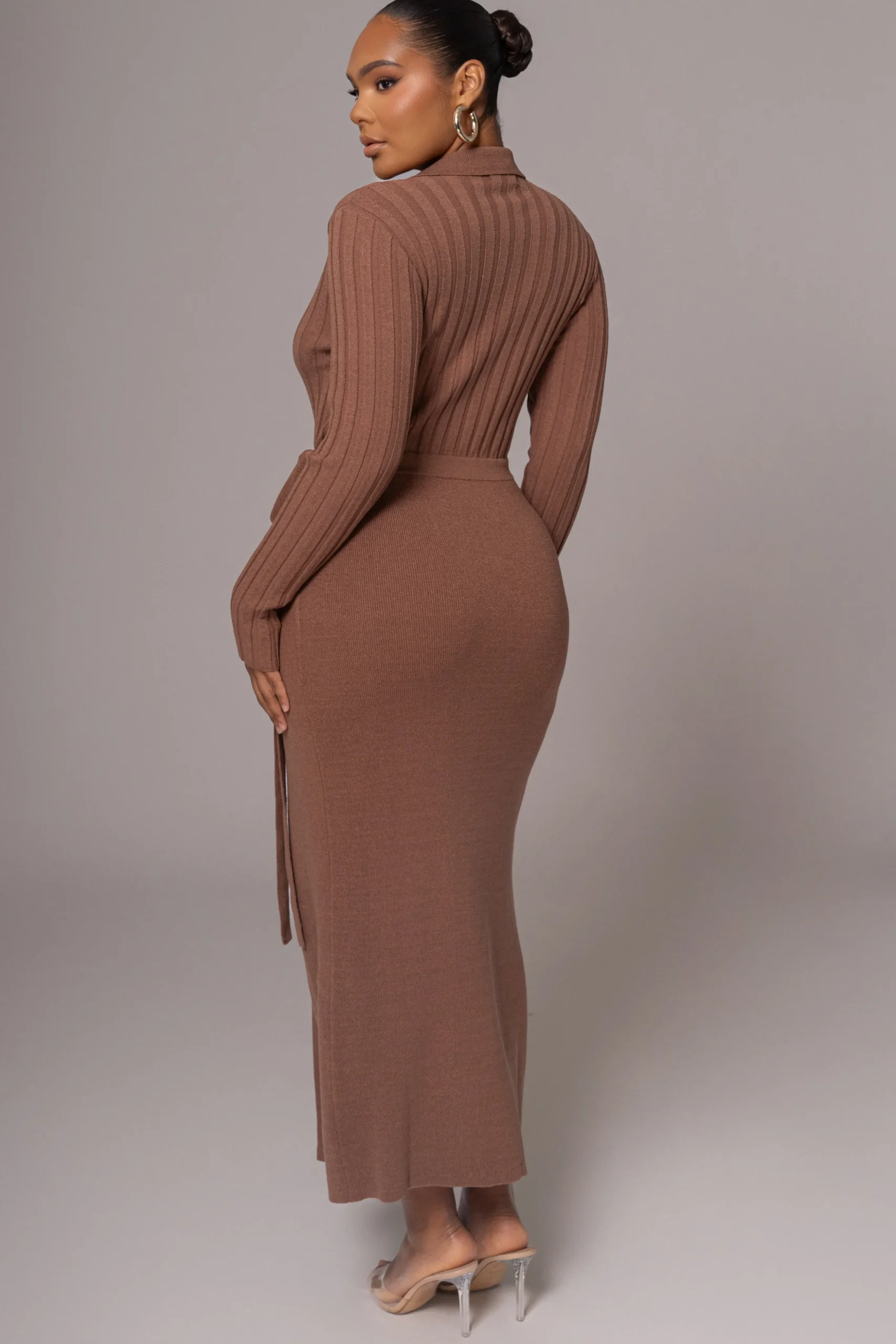 Chocolate Emma Knit Maxi Dress