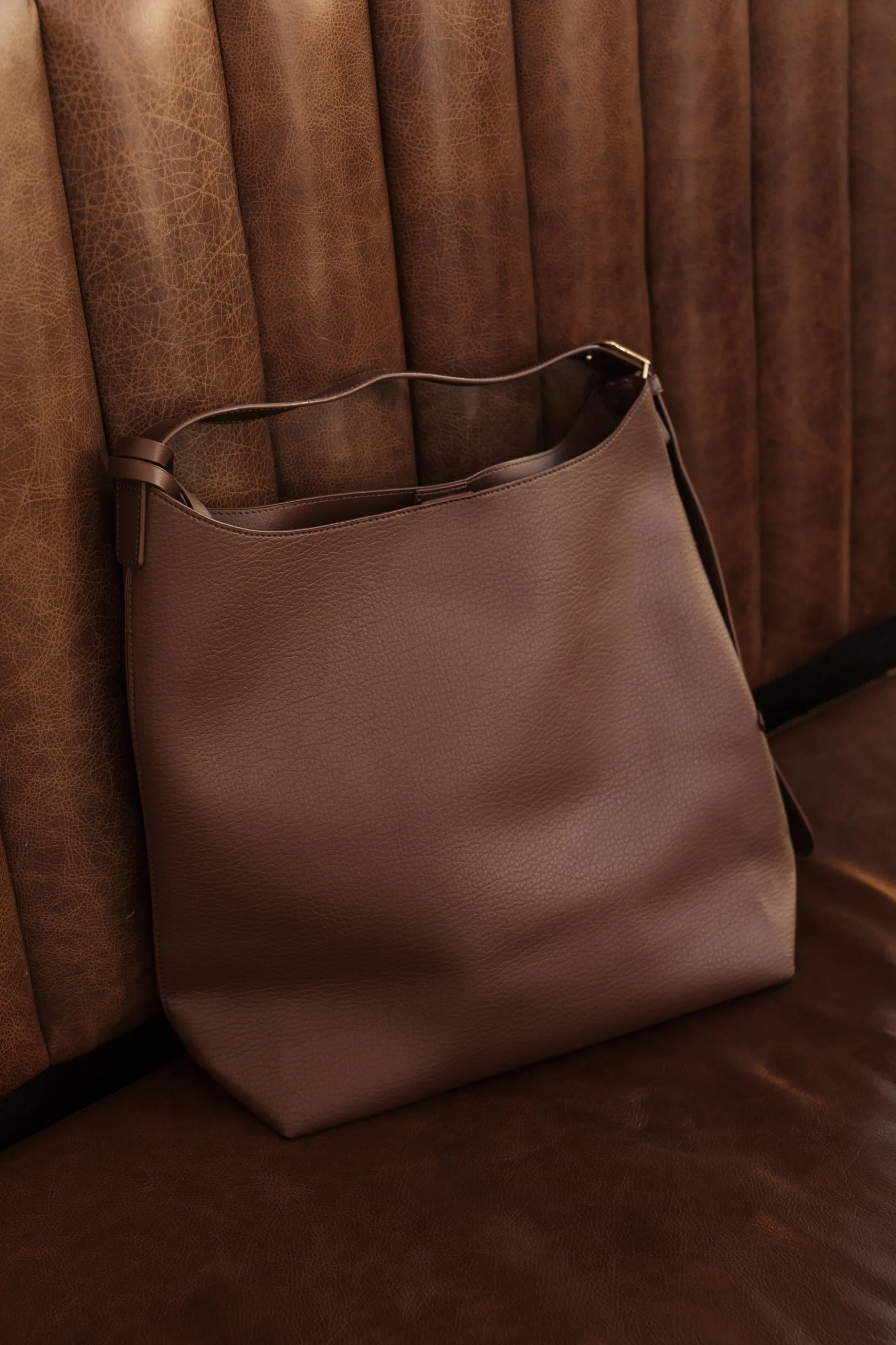 Chocolate Faux Leather Bag Set