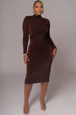 Chocolate Kara Mock Neck Dress