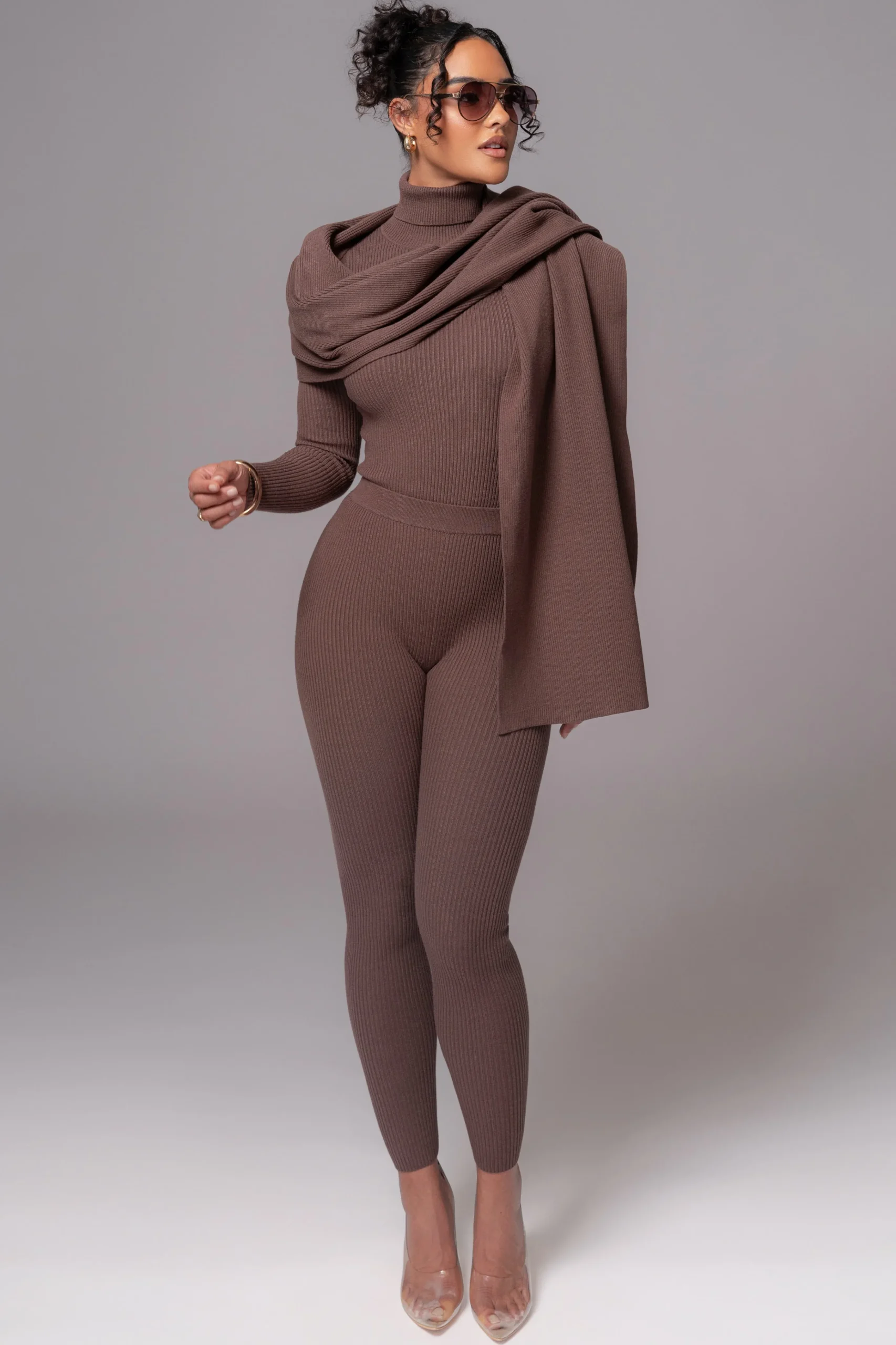 Chocolate Naaya Ribbed Leggings