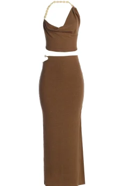 Chocolate Skye Knit Skirt Set