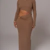 Chocolate Summer Romance Cutout Dress