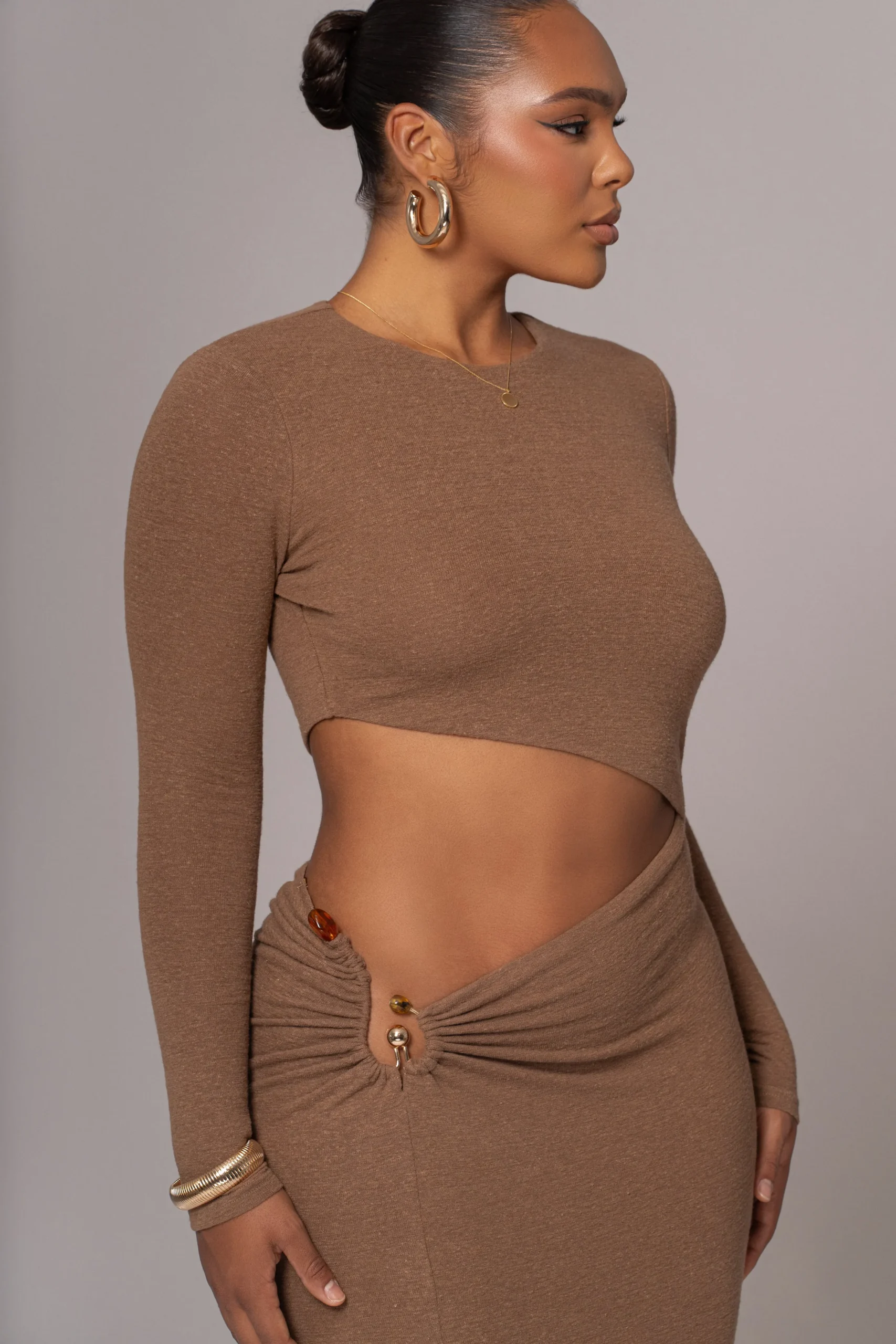 Chocolate Summer Romance Cutout Dress