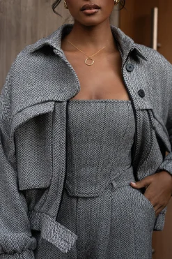 Classic Herringbone Bomber Jacket