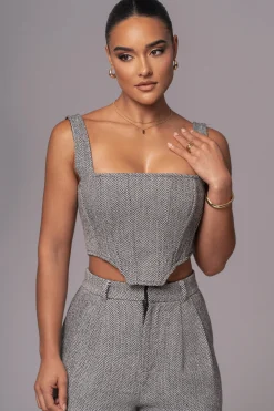 Classic Herringbone Corset Top