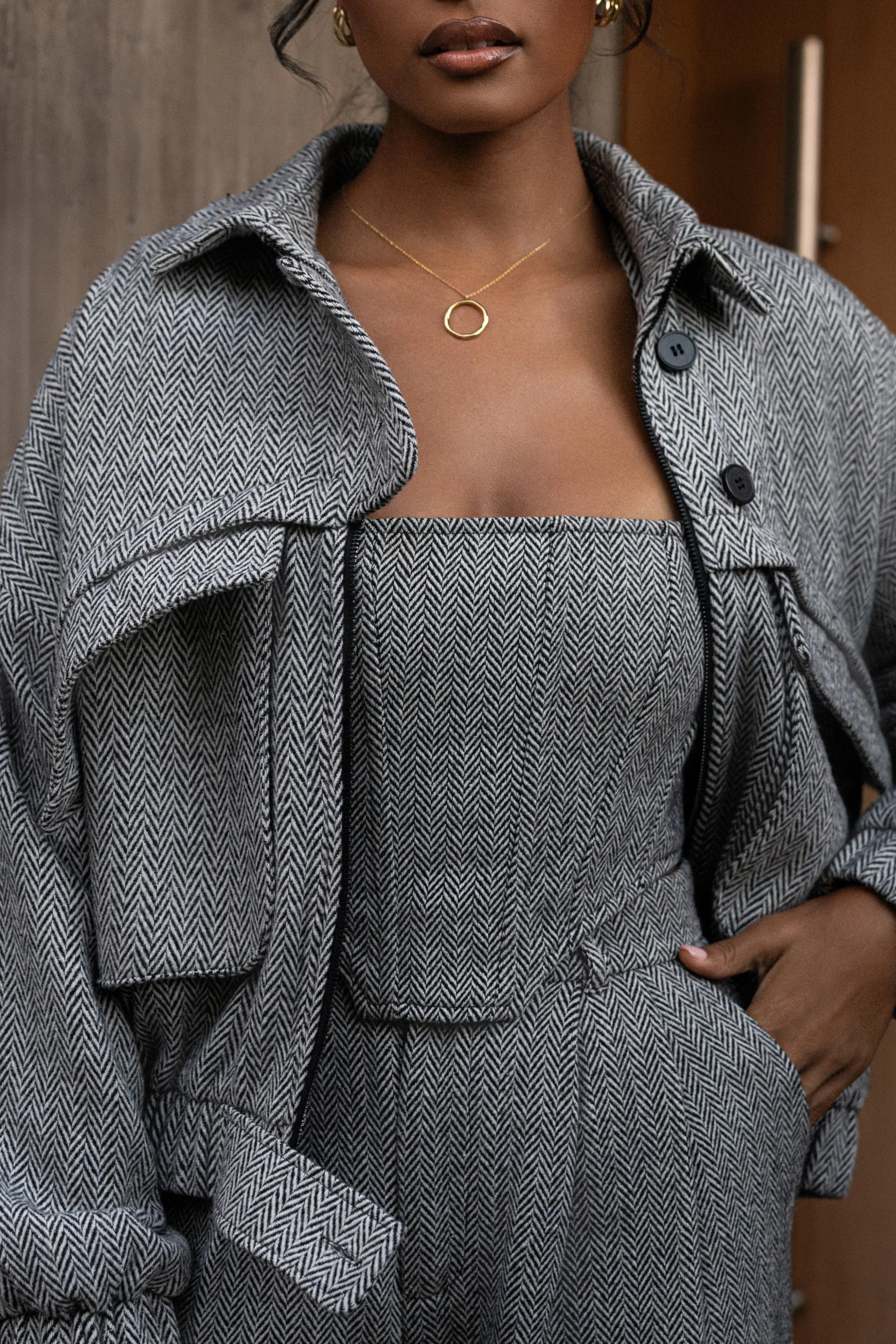 Classic Herringbone Corset Top