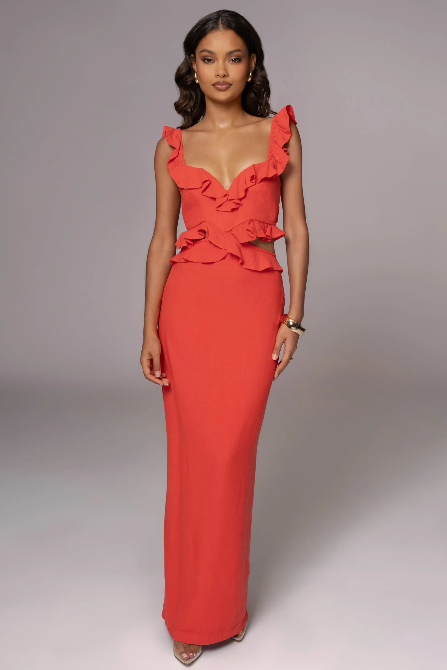 Coral Brighter Days Linen Maxi Dress