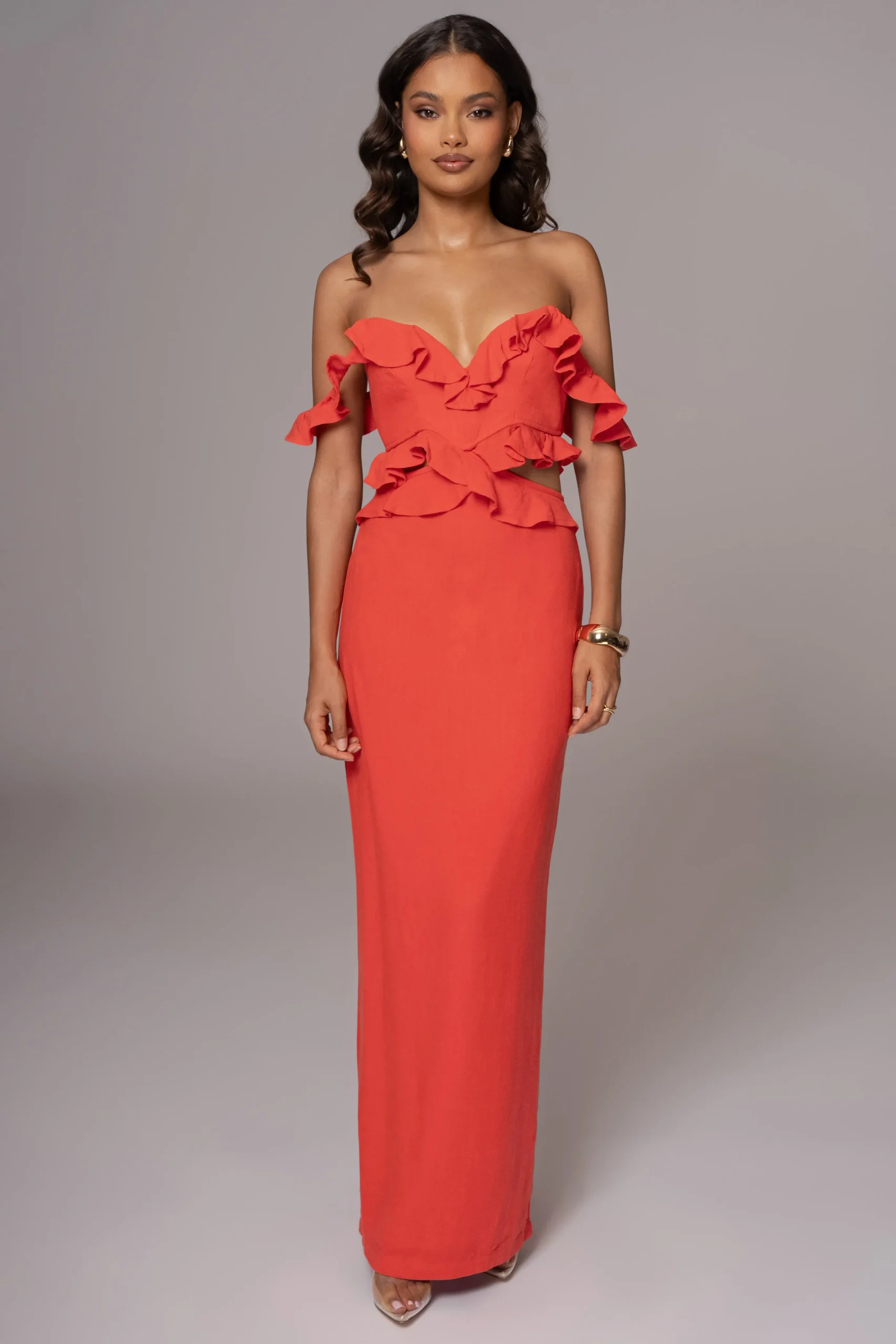 Coral Brighter Days Linen Maxi Dress