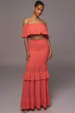 Coral Sienna Ruffled Skirt Set