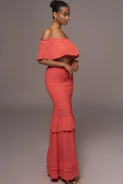 Coral Sienna Ruffled Skirt Set