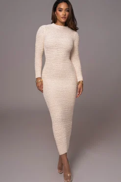 Cream Autumn Knit Maxi Dress