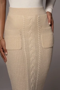 Cream Missy Cable Sweater Midi Skirt