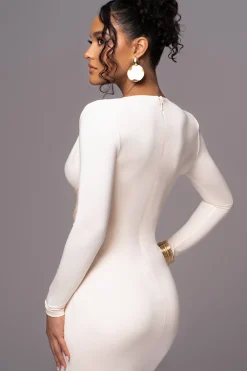 Cream Rowan Plunge Maxi Dress