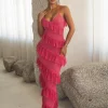 Fuchsia Feeling Of Forever Ruffle Dress
