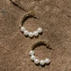 Gold Demi Pearl Hoops