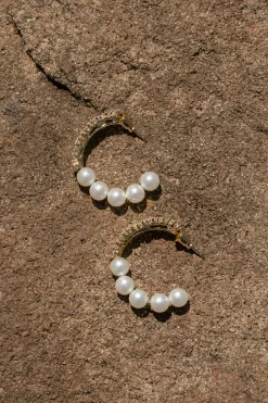 Gold Demi Pearl Hoops
