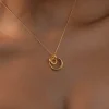Gold Double Hoop Pendant Necklace