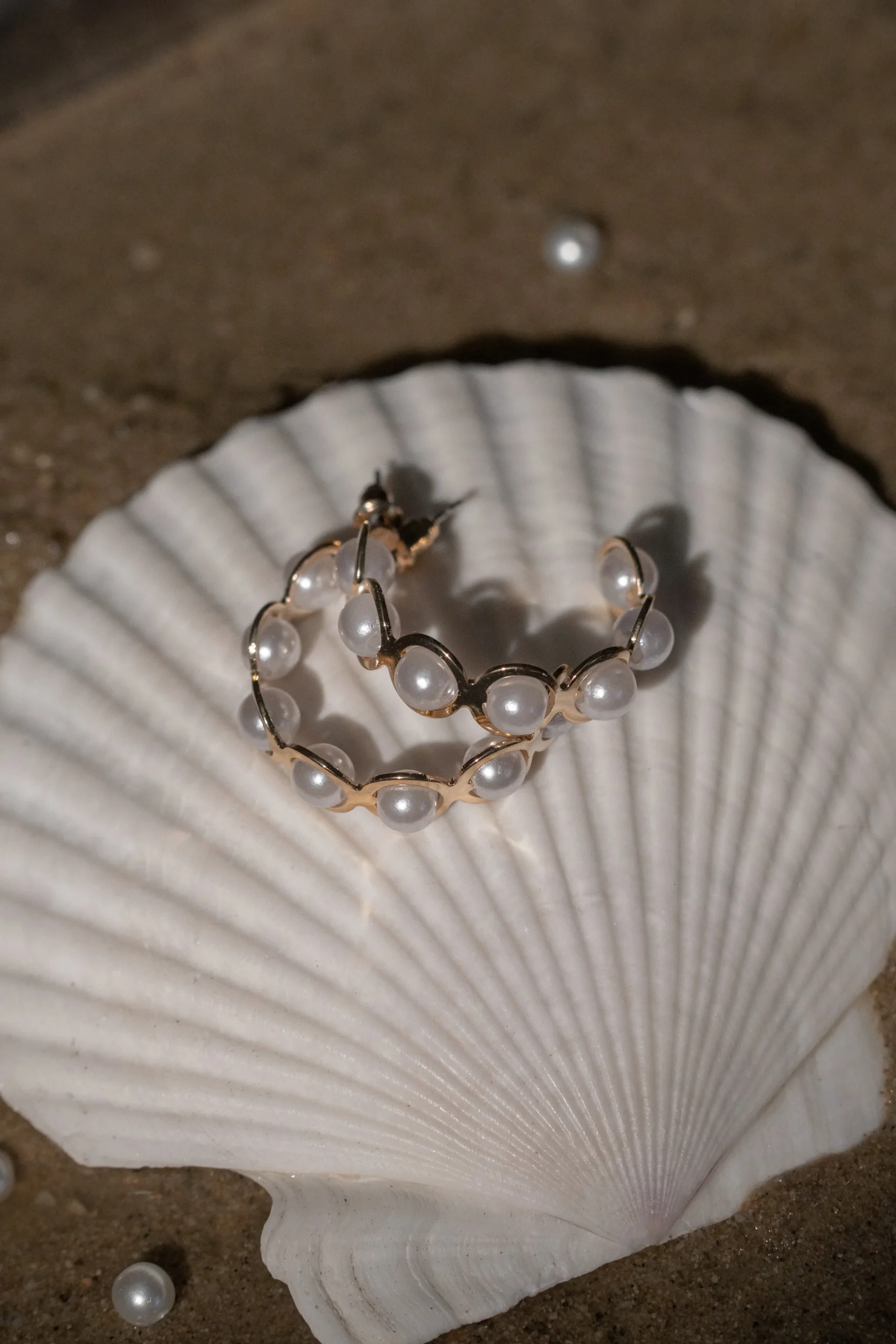 Gold Enchanted Pearl Hoops