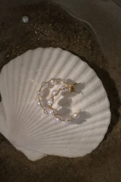 Gold Enchanted Pearl Hoops