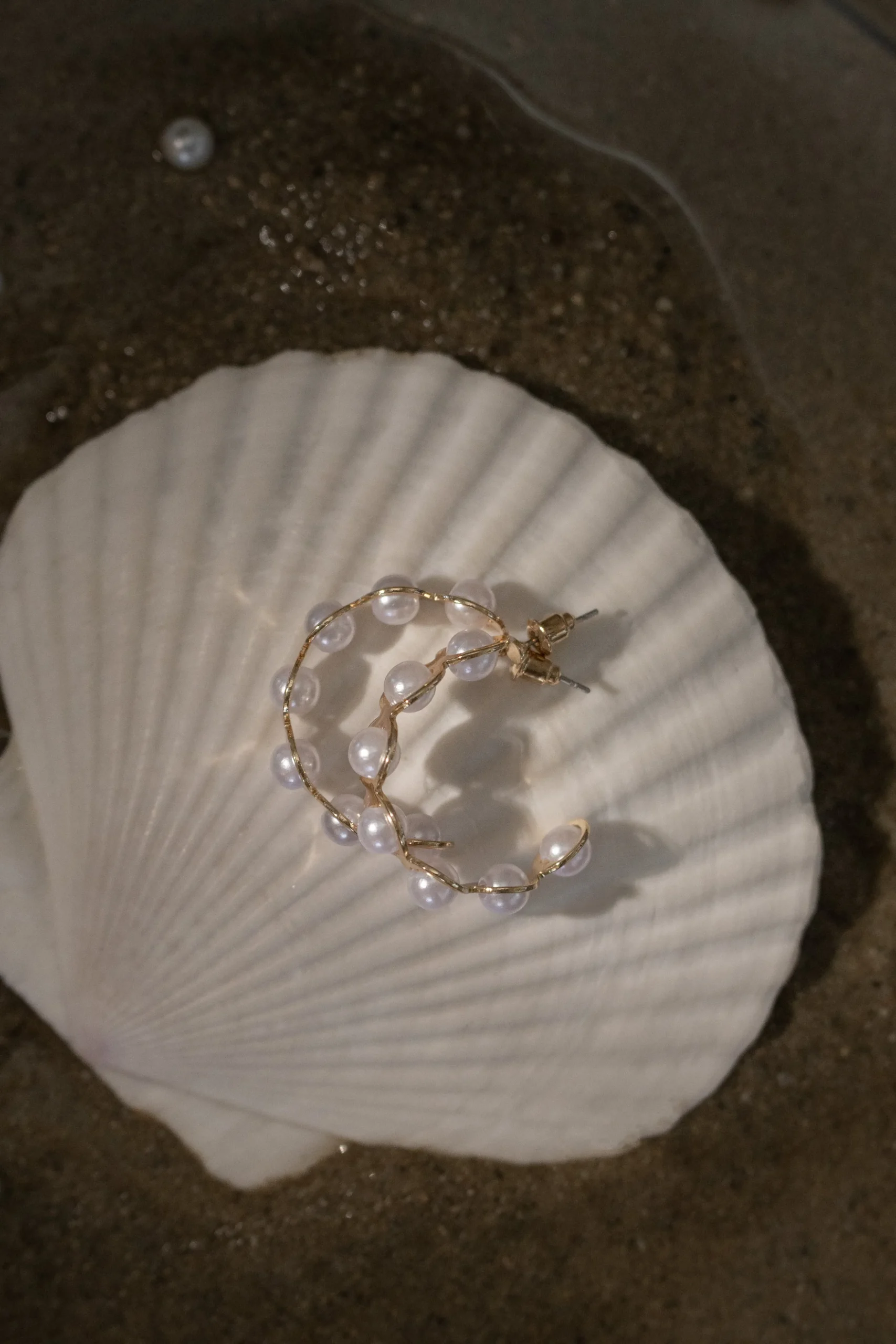 Gold Enchanted Pearl Hoops