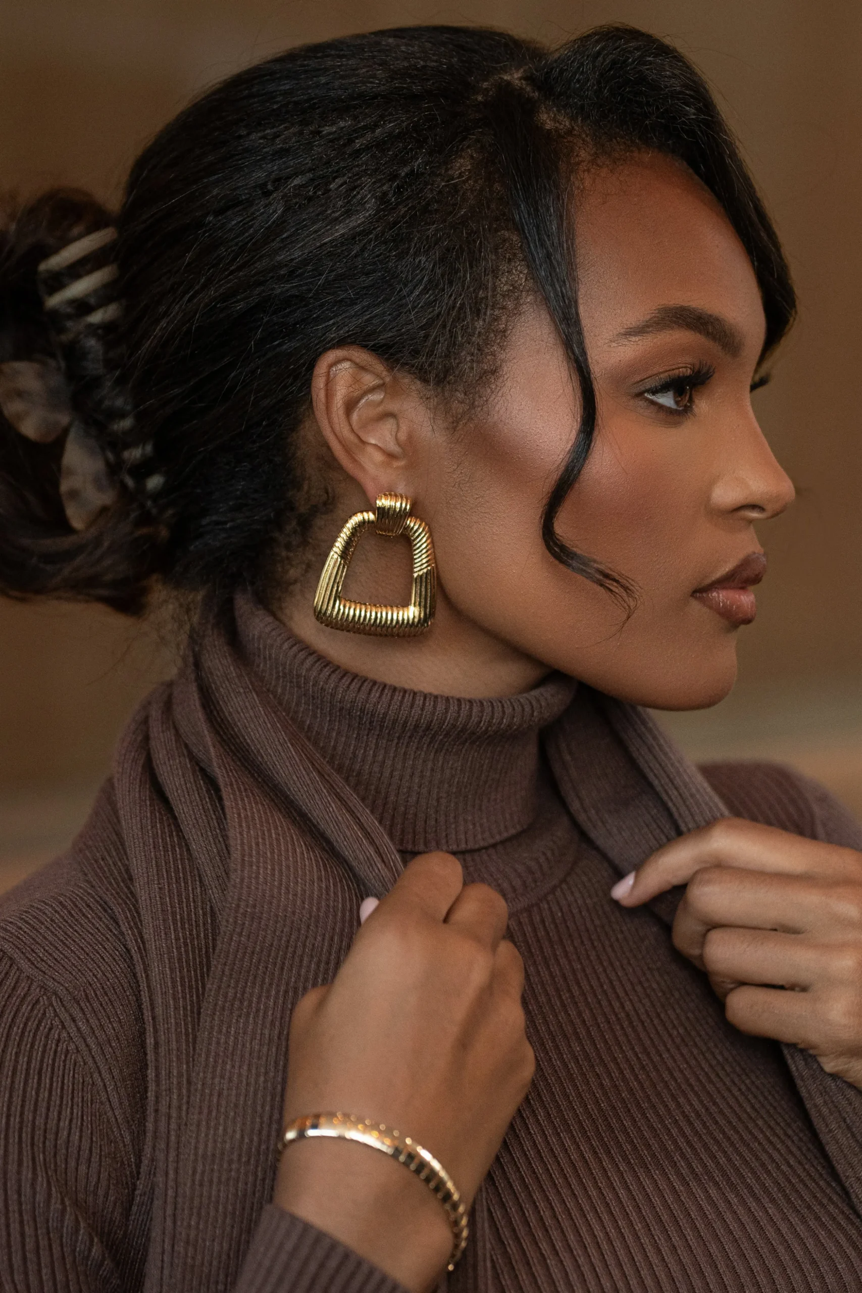 Gold Gina Texture Earrings