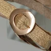 Gold Oval Buckle Woven Belt