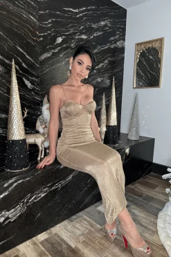 Gold Twilight Elegance Maxi Dress