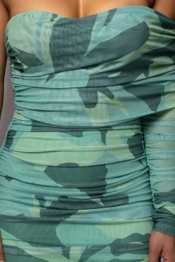 Green Capri Ruched Dress