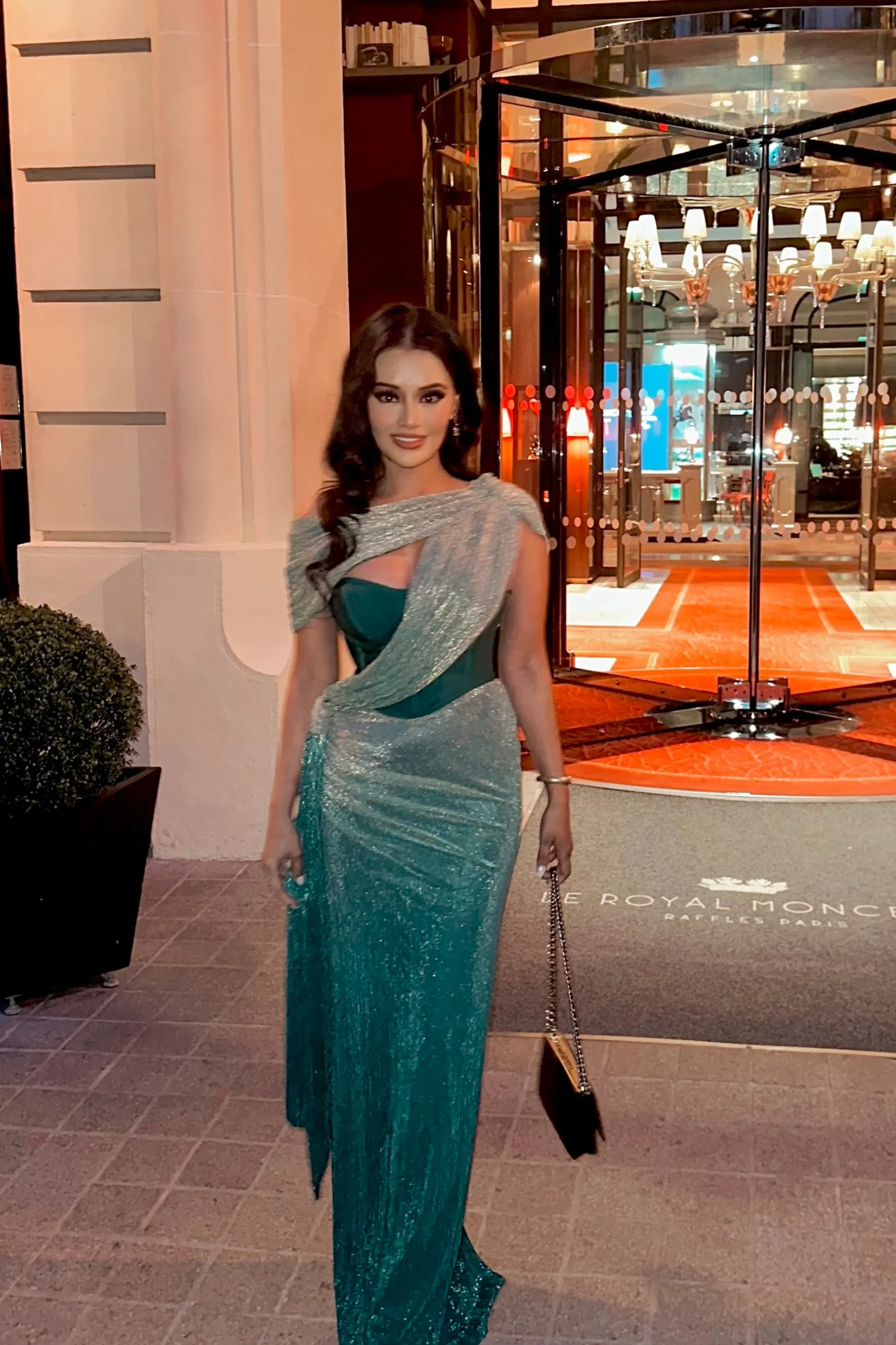 Green Celestina Draped Maxi Dress