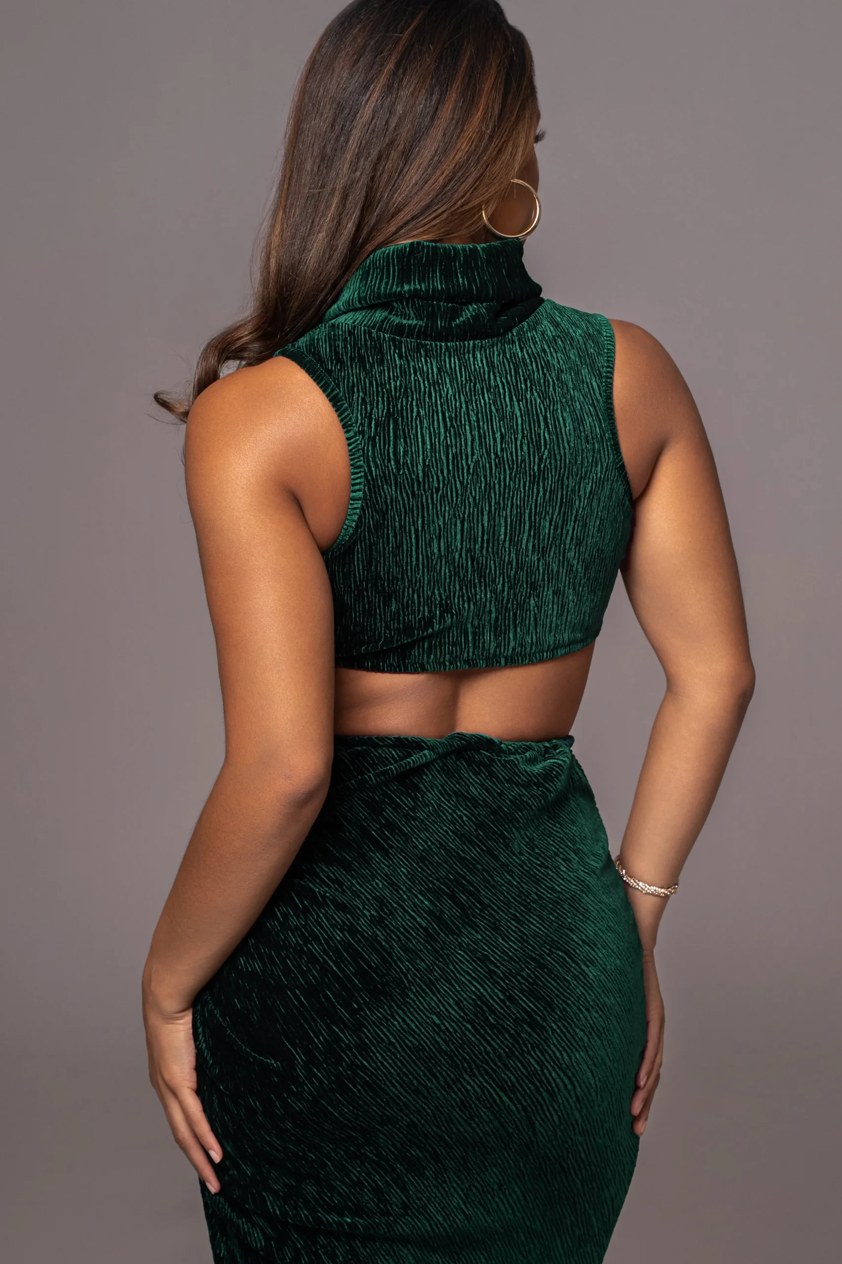 Green Chosen One Velvet Skirt Set