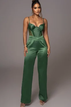 Green Joana Cutout Satin Trousers