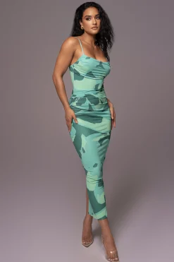 Green Naylene Ruched Dress