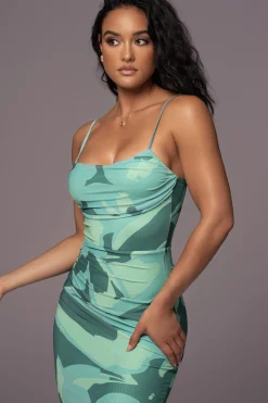 Green Naylene Ruched Dress