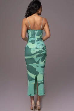 Green Naylene Ruched Dress